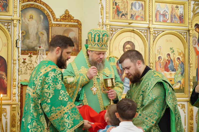 В День Святого Духа епископ Серафим совершил Божественную литургию в храме Святой Троицы села Троицкое